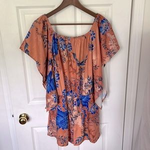 Orange/peach floral romper - EBBY AND I - Size Large